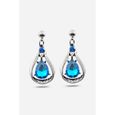 Élégant ensemble de bijoux en cristal bleu Collier Femme Boucles d'oreilles-1