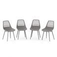 OK-Living Chaise de jardin Chaise de terrasse Chaise de balcon Klaas gris Chaise avec siège-baquet (Lot de 4)-1