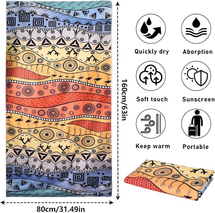 Serviette De Plage Microfibre 80x160cm Lubibi - Séchage Rapide Anti-Sable - Tortue Marine