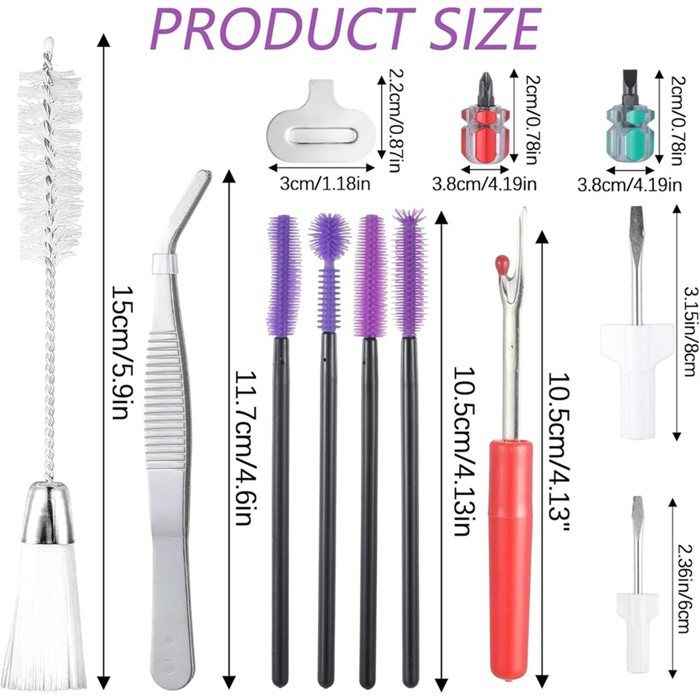 Kit Accessoires Surjeteuse - Brosse Anti-Peluches, Pince à Épiler, Tournevis