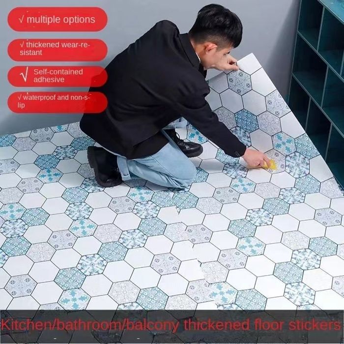 Autocollant de sol épais en PVC, carrelage en vinyle imperméable, autocollant mural pour salon Autocollant de sol épais en PVC, carrelage en vinyle imperméable, autocollant mural pour salon