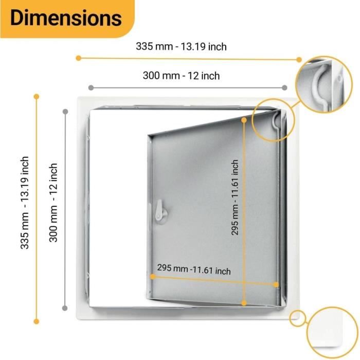 Trappe de Visite Métallique 300x300 mm, Trappe Laquée Blanche Résistant ...
