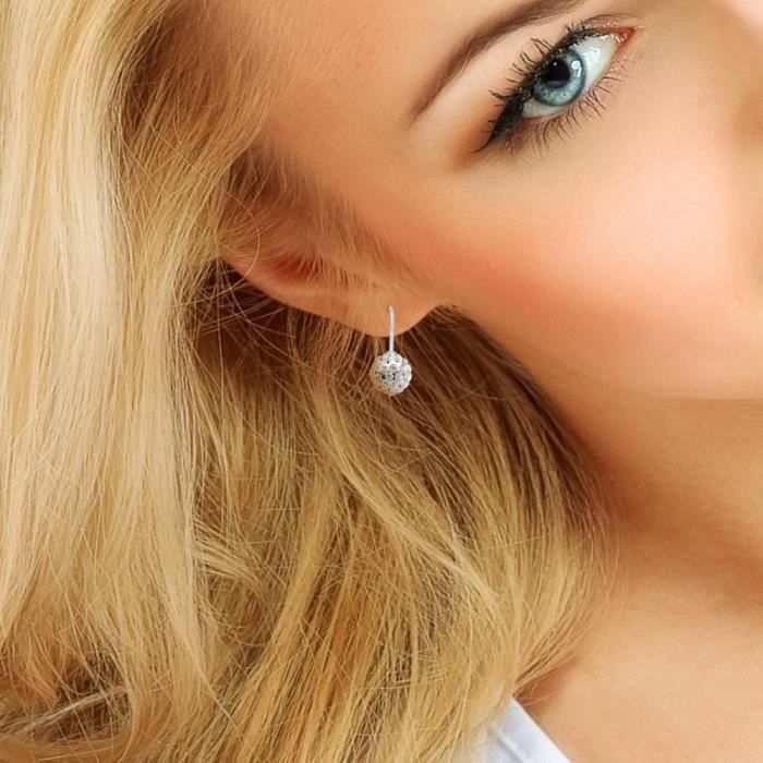 Boucles D'oreilles Artisanales Boules De Chance - Argent 99 Massif, Dormeuses - Neuf Sans Emballage