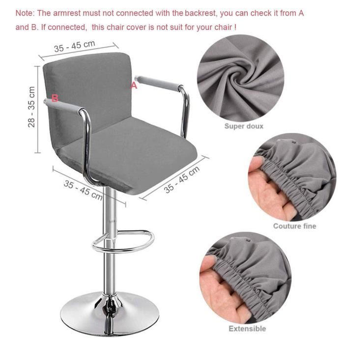 Housses De Tabouret En Velours Extensible - Accoudoirs Rotatifs Et Dossier Incurvé - Protection Siège Pour Maison Et Bureau