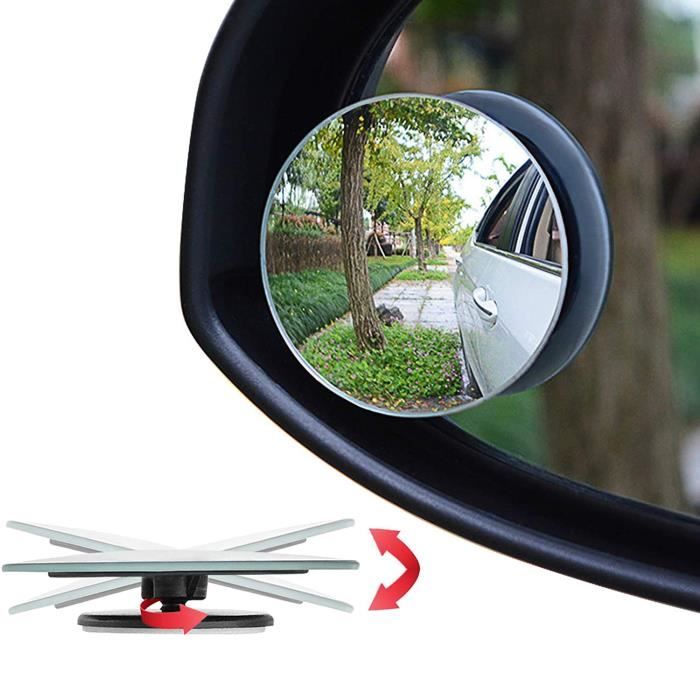 2 Pcs Rétroviseurs D'Angle Mort Voiture Rotation à 360 ° Rond Verre Hd Réglable Automobile à Coller Pour Voitures Universelles Miroir D'Angle Mort Convexe Vue Latérale
