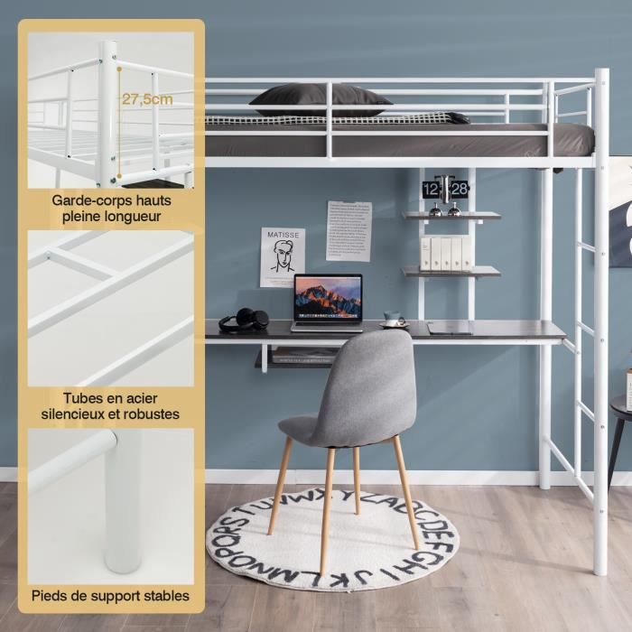 COSTWAY Lit Superposé en Métal 90x190cm, 2 Lits Simples Détachables pour Enfant/Adulte avec Échelle, Garde-Corps, Dispositif Anti-basculement, Style Industriel, pour Chambre à Coucher, Dortoir COSTWAY Lit Superposé en Métal 90x190cm, 2 Lits Simples Détachables pour Enfant/Adulte avec Échelle, Garde-Corps, Dispositif Anti-basculement, Style Industriel, pour Chambre à Coucher, Dortoir