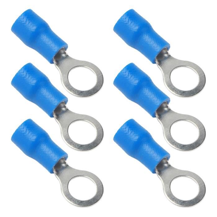 Lot De 100 Bornes à Sertir à Anneau Isolées Rouges - 10 Mm, 25A, Pour Câbles 22-16 AWG, Cuivre étamé