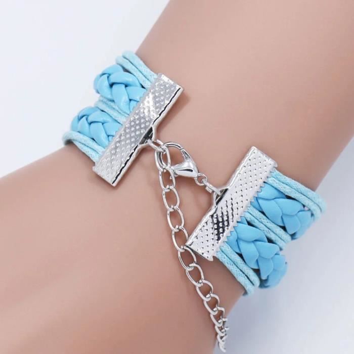 Lot bijoux stitch bracelet et collier bleu amour coeur pendentif