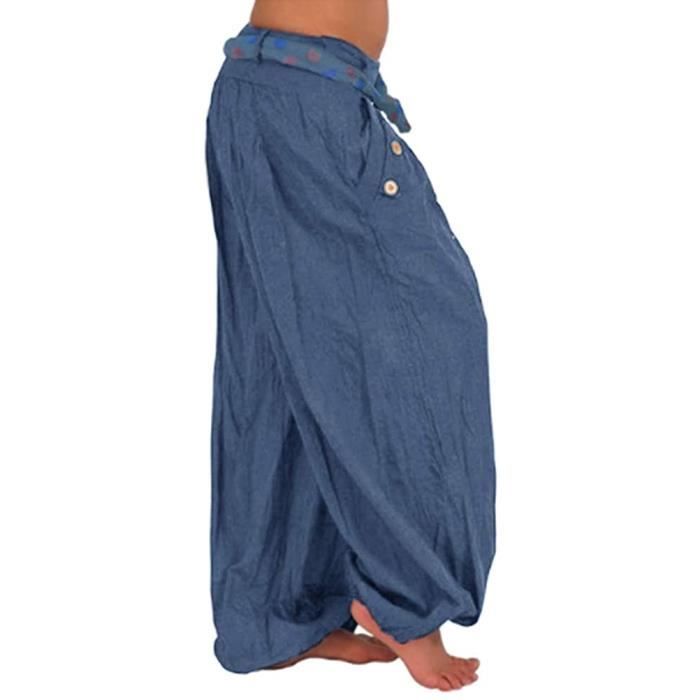 Pantalon Été Harem Femme - INSFITY - Taille Haute - Noir Noir