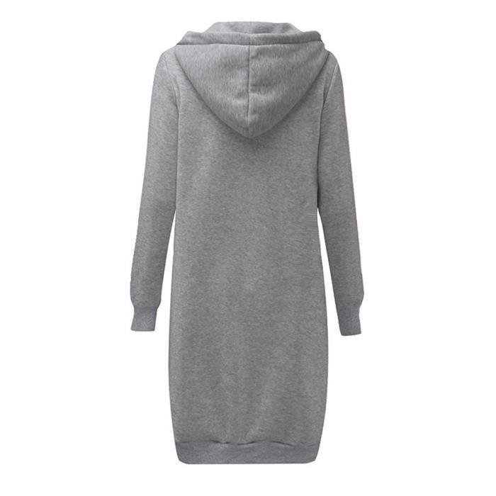 Veste Mi Longue Femme Capuche L che Automno Hiver Coupe Droite