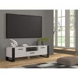 Meuble TV Stand Hi-Fi Nuka 160 cm Blanc Mat Salon Commode-2