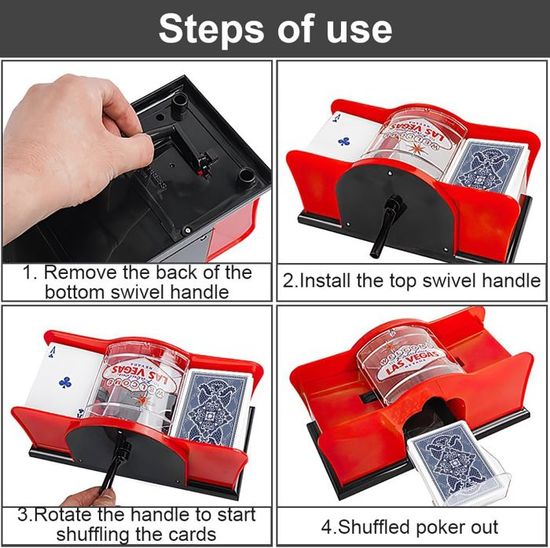 Relaxdays Mélangeur De Cartes, Manuel, 2 Jeux, Avec Manivelle, Pour Cartes à Jouer Jusqu'à 91 Mm