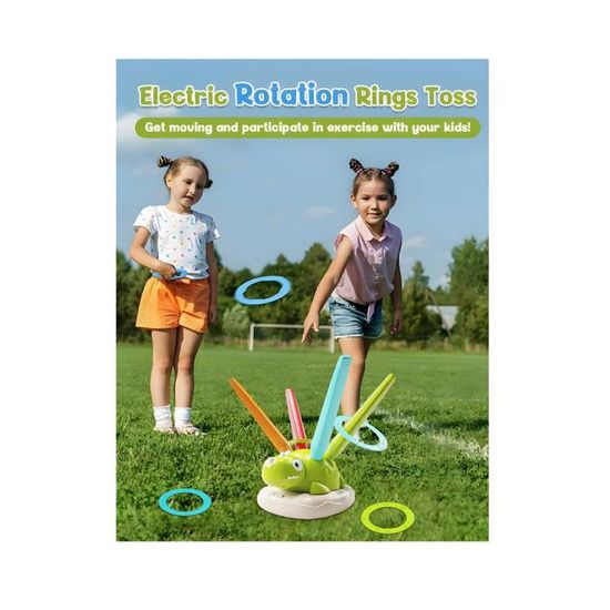 Jeu Extérieur 3 En 1 Enfant – Saut Musical, Lancer D'Anneaux, Fusée – Avec Télécommande, 4 Niveaux, Dès 3 Ans