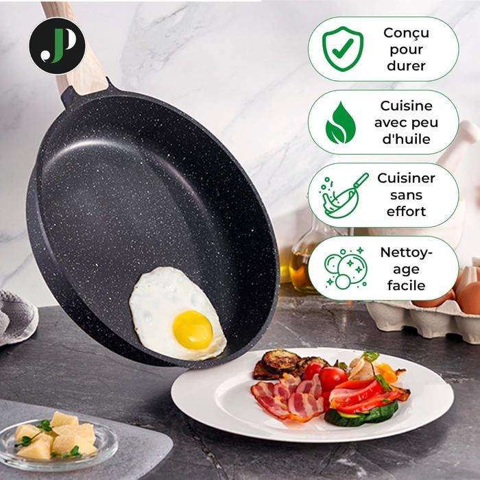 Poêle Grill Poignée Amovible Poêle Grill Jotekonoby Anti-adhésive - Compatible Induction, Gaz, électrique - 20cm Avec Poignée Pliable Grill Viande