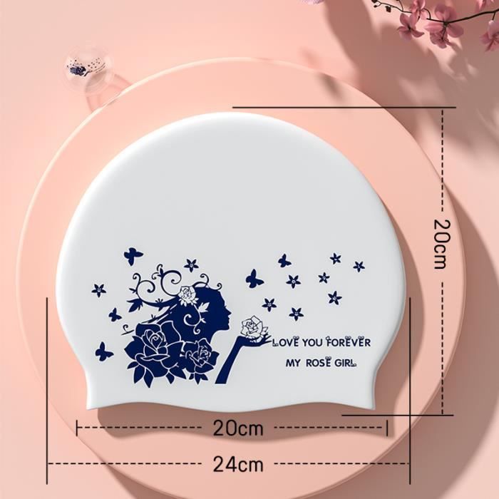 Bonnet Silicone Imperméable Pour Cheveux Longs – Élastique, Confortable, Imprimé Tendance, Pour Femmes Et Adolescentes