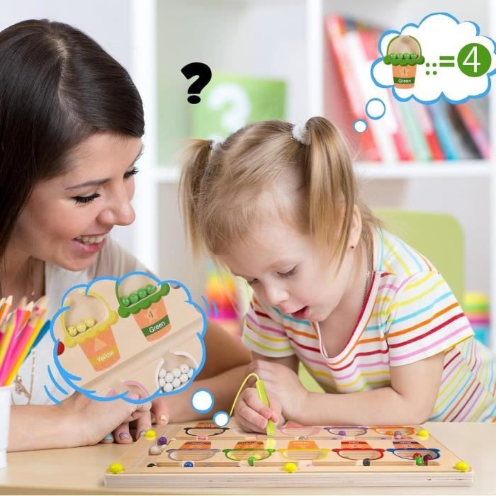 Jeu Labyrinthe Magnétique Montessori 3-4 Ans IKidiki - Jouet Éducatif Couleurs Chiffres Enfant 2-5 Ans