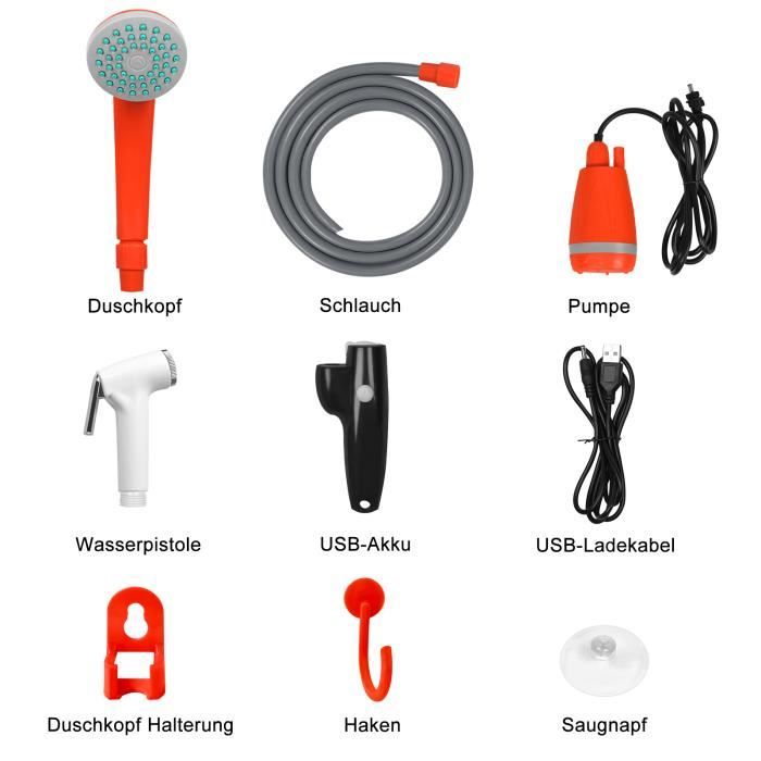Douche De Camping Portable LIEBMAYA - Pompe Rechargeable Avec LED | Idéal Plage, Jardin