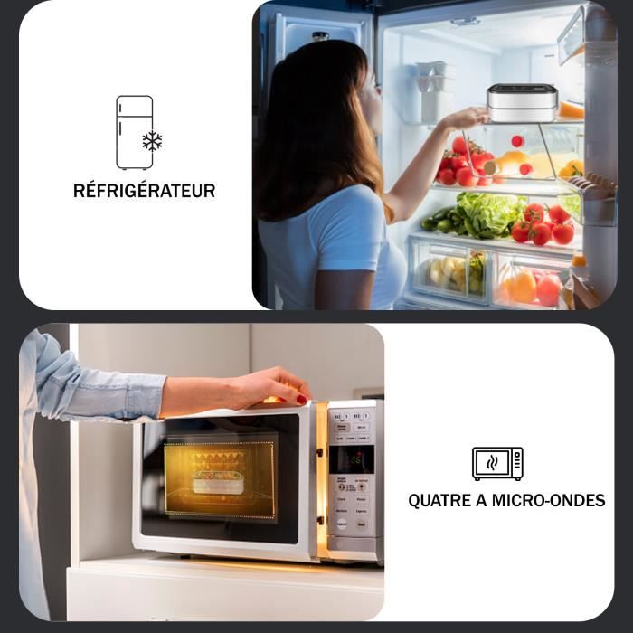 LUNALING Boîte à Bento Sans Fuite. Boîte à Déjeuner De Travail Portable à 2 Couches De 1600 Ml. Avec Sac Isolant. Peut être Chauffé Dans Un Four à