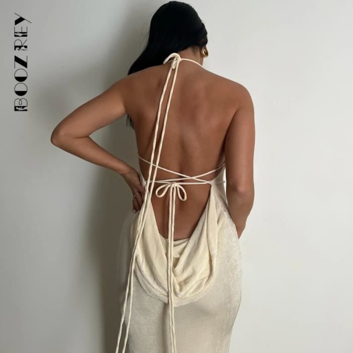 Robe Robe mi longue Sexy sans manches pour femmes dos nu paules