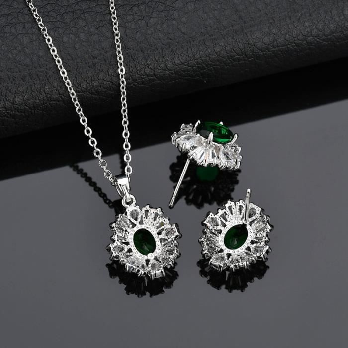 Parure Bijoux Femme Cristal Goutte D'Eau - Collier Pendentif & Boucles D'Oreilles Strass Brillants Pour Mariage Et Soirées
