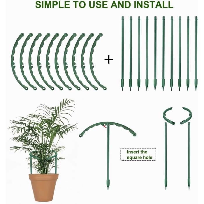 Lot De 20 Tuteurs Pour Plantes - 30 Cm Avec Clips Et Connecteurs - Support Pour Orchidées, Tomates, Plantes Grimpantes - Intérieur Et Extérieur