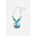 Élégant ensemble de bijoux en cristal bleu Collier Femme Boucles d'oreilles-3