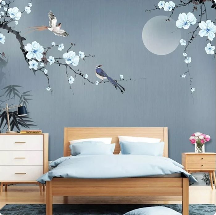 Papier peint panoramique Fleur et oiseau de style chinois personnalisés ...