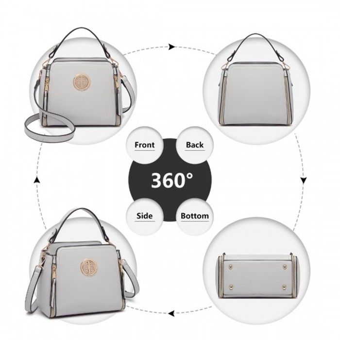 Miss Lulu Sac a Main Femmes 25x21x12cm Sac Bandouliere Femme Bandoulieres Avec Sangle Reglable Sac Fourre tout en Cuir Gris
