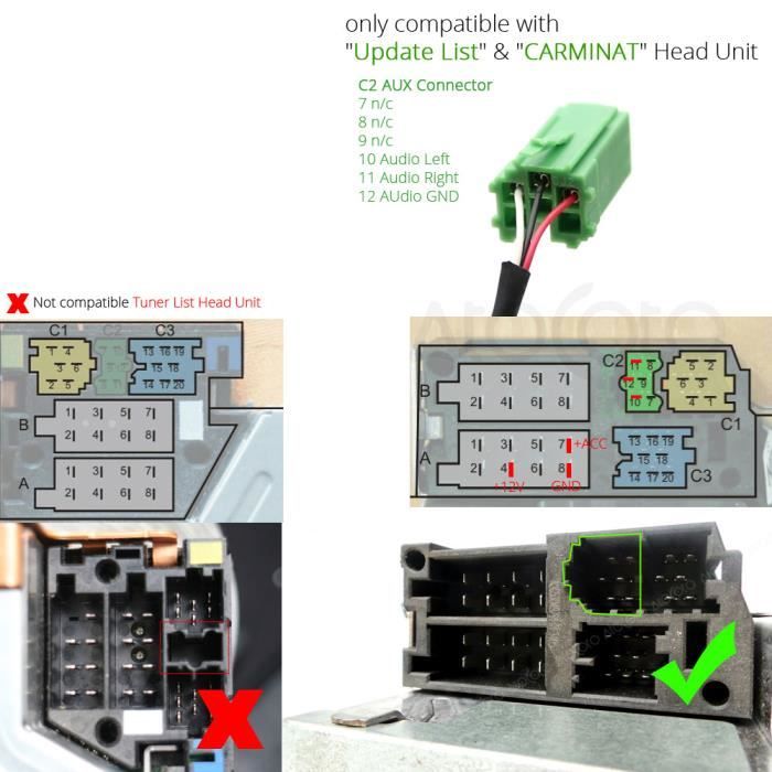KIMISS Adaptateur De Câble Audio AUX 3 Broches Pour BMW E39 E46 E53 X5