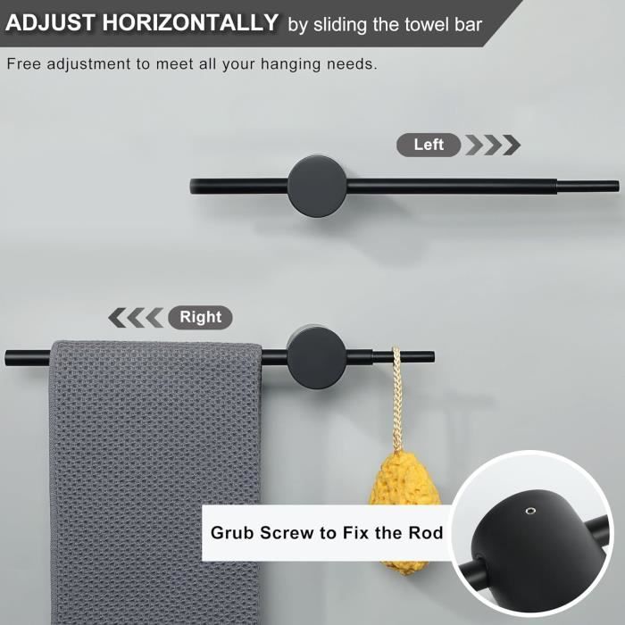 Porte-serviettes Extensible Metaltex Flex-Bar - Longueur 24 à 40 Cm - À Accrocher Sur Porte D'armoire - Gris