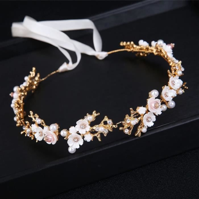Serre Tete Fleur Fille Bande Blanc Couronne De Fleurs