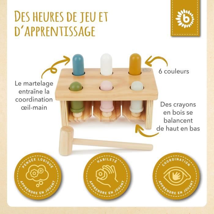 Battat- Banc à marteler pour Enfants-1 Marteau & 4 balles – 12 Mois et Plus (7 Articles), BT2530Z
