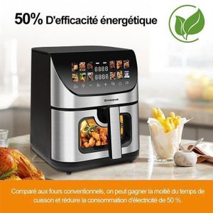 Air Fryer Avec Double Compartiment, Emphsism Friteuse Sans Huile 9L Avec 8 Programmes 2600w Friteuse A Air Chaud Fonctions Match Cook Smart Finish Friteuse Electrique Avec Led Ecran Tactile Avis
