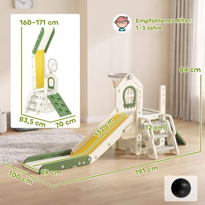 Toboggan 9 en 1 avec Balançoire, Télescope, Panier de Basket, Basket-Ball, Lancer d'anneaux, Espace de Rangement, Escaliers - Jeux - Jouets