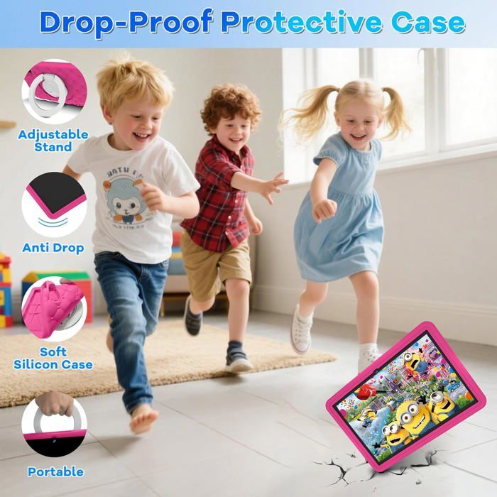 Tablette Enfants 10" HD Android 14 - 8 Go RAM + 64 Go (Ext. 1 To) - Contrôle Parental, Écran Protection Yeux, WiFi 6, Bleu