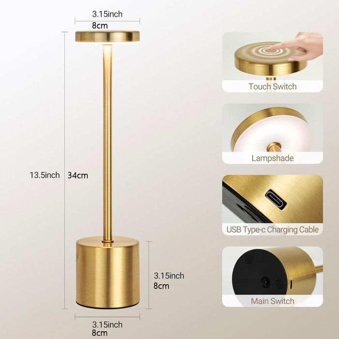 Lampe LED Portable Ambientec Turn+ - Acier Inoxydable, Recharge USB, Fabrication Japonaise
