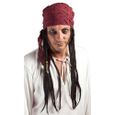 Perruque Pirate Homme PTIT CLOWN - Modèle Pirate avec Dreadlocks et Foulard - Rouge et Noir-0