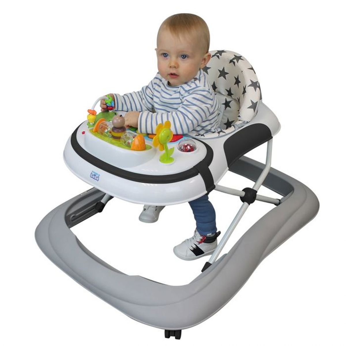 Trotteur bébé évolutif musical pliable réglable en hauteur Noir