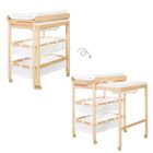 ROBA Table à Langer avec Baignoire Coulissante Baby Pool + Matelas à Langer Imperméable et Étagères en tissu Blanc - Bois Naturel