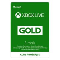 Abonnement Xbox Live Gold 3 mois - Code envoyé par mail