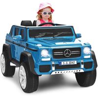 GOPLUS Voiture Electrique 12V pour Enfants Benz G650-S avec Télécommande 2,4G,Lumières LED,Phare,Démarrage/Frein Progressif Bleu