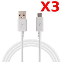 X3 Câble Micro USB Synchro Charge Universel pour Samsung / Sony / Wiko / LG /HUAWEI PACK X3 Blanc Couleur :