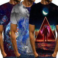 Lot de 3 T-Shirt Homme,Tee-Shirt 3D Imprimé Col Arrondi Manches Courtes