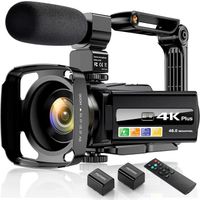 Caméscope 4K Caméra Vidéo Ultra HD 48MP WiFi IR Vision Nocturne Youtube Vlogging Caméra pour 6 Axes Anti-tremblement 16x Zoom