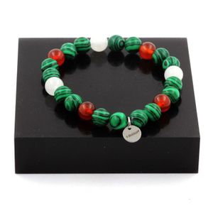 Bracelet Perles Main Malachite Aventurine Quartz Fumé - Sur Mesure Fait Main En France