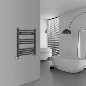 SÈCHE-SERVIETTE ÉLECT Sèche-serviettes moderne incurvé pour salle de bain et cuisine Anthracite 600 x 500.[Z1702]