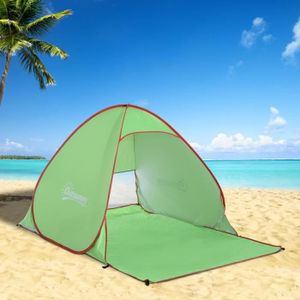 ABRI DE PLAGE Tente de plage pliable Pop-up automatique Outsunny - Protection UV - Fenêtre arrière - Grand tapis de sol