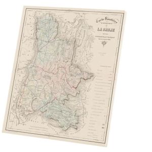 OBJET DÉCORATION MURALE Tableau Décoratif  26 Drome Valence Département Carte Ancienne France Région (30 cm x 35 cm)