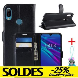 Housse en Cuir avec Porte Carte Fermeture par Rabat Aimanté Antichoc Étui Case pour Huawei Y6 Pro 2019 LOYTE040317 Bleu Lomogo Coque Huawei Y6 2019/Honor 8A Portefeuille 