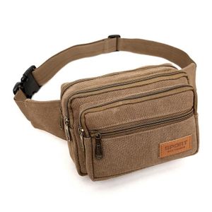 SAC BANANE Sac Banane Homme Femme Unisexe avec Poches à 4 Fermetures à glissière pour la randonnée d'entraînement en Plein air -Marron